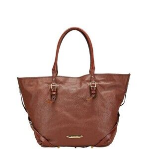 Burberry Nova Check Tote Bag Brown Leather